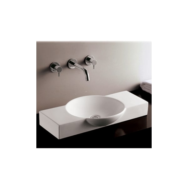 Whitehaus RctnglrAbove Mount Basin W/ Integrated Rnd Bowl And A Center Drain, Wht WHKN1112 - main
